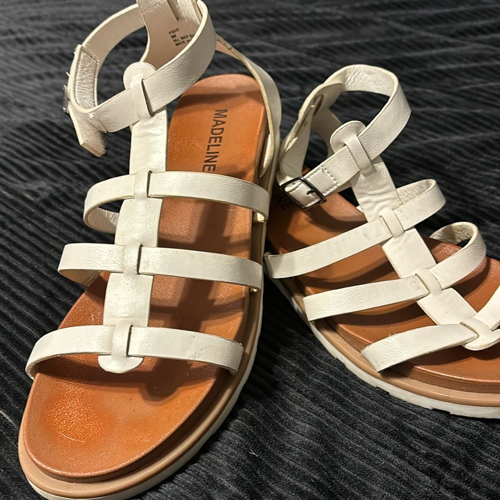 Madeline white gladiator sandals